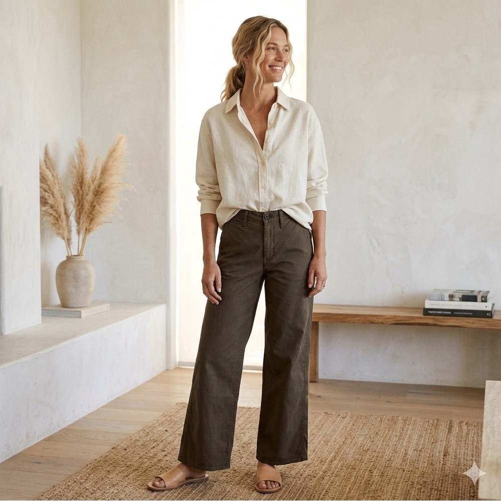 Sofia Rag and Bone Olive Chino Flare Leg Pants for Women Sz. 0